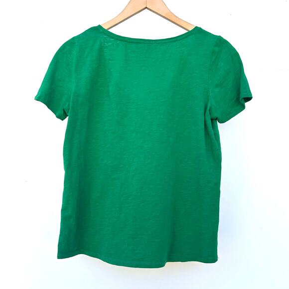Sezane Malcom T-Shirt V-Neck Short Sleeve Green Medium Cotton Basic Tee Top - Picture 5 of 8